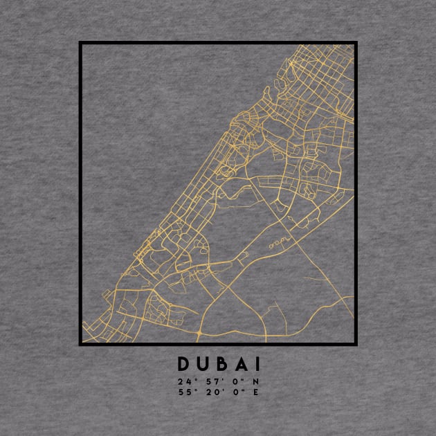 DUBAI UNITED ARAB EMIRATES CITY STREET MAP ART by deificusArt